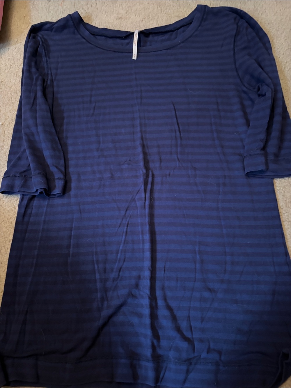 Free People Navy Striped Scoop Neck Top
